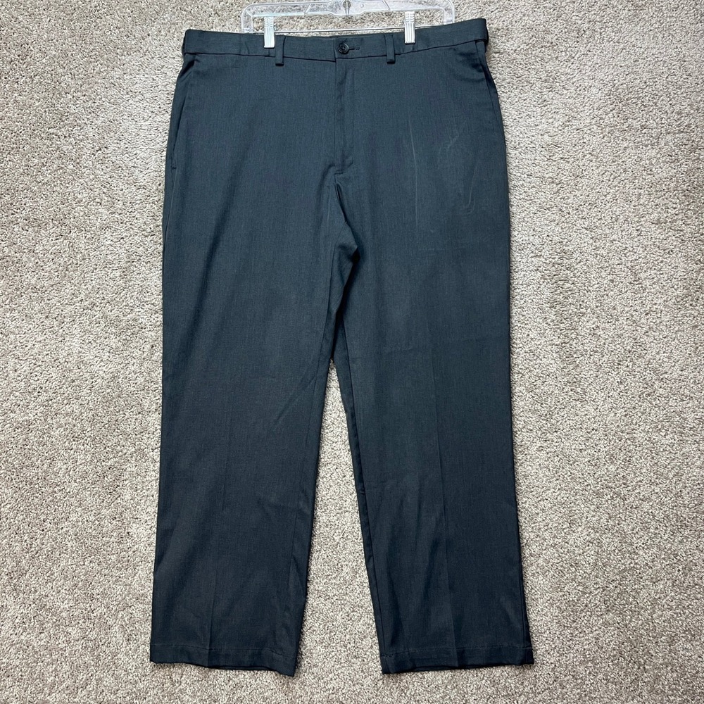 Haggar Cool 18 Pro Dress Pants Mens 38x30 Gray Classic Fit Expandable Waist